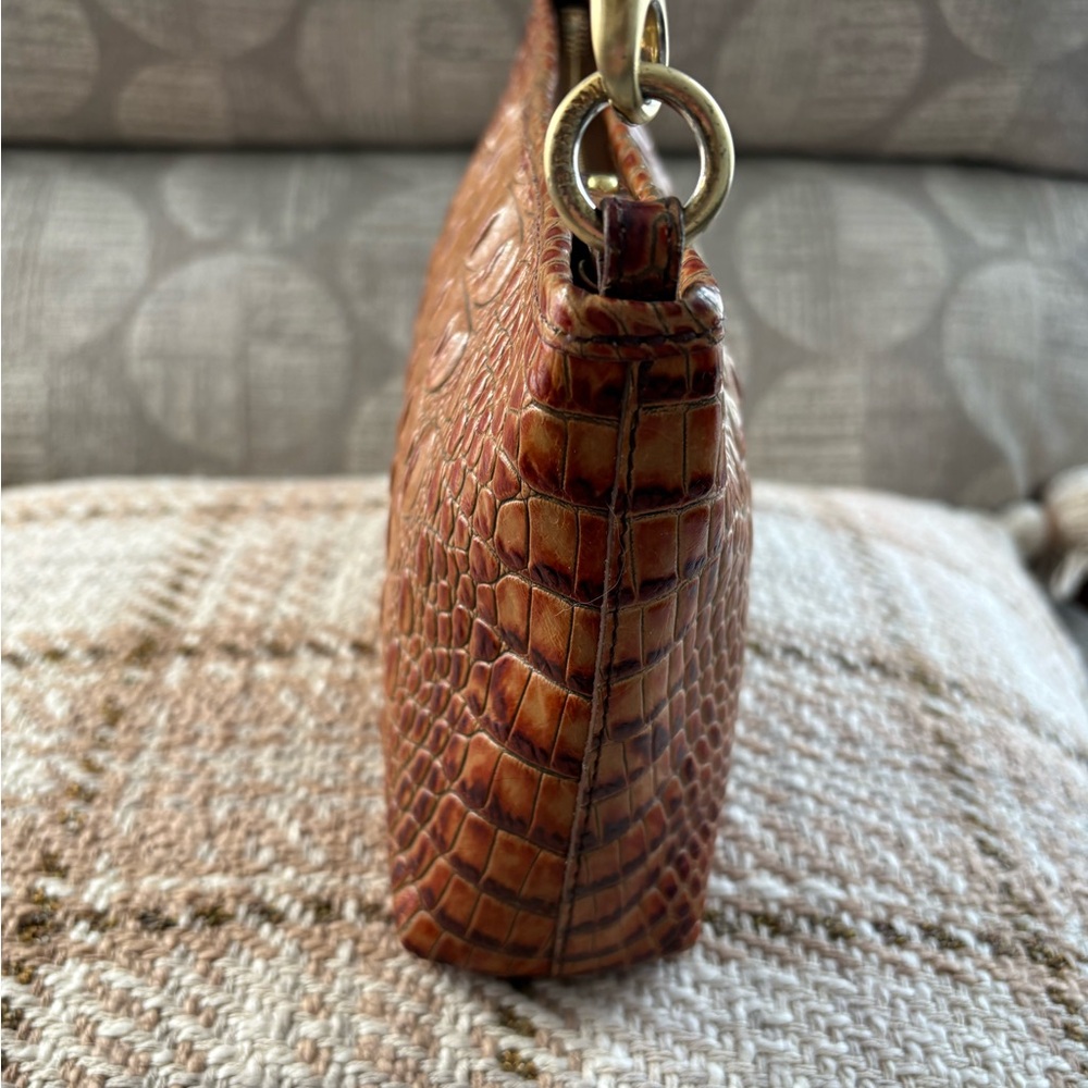 BRAHMIN Lorelei Shoulder/Clutch Handbag Pecan Croco Embossed Leather - Picture 3 of 13